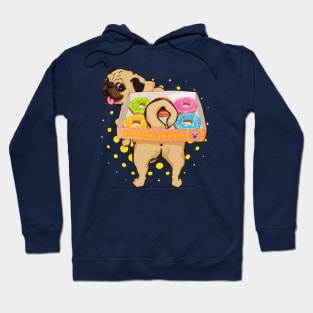 Pug Donut Delivery Cute Chonky Dog Hardworking | 5 donuts plus a tail Hoodie